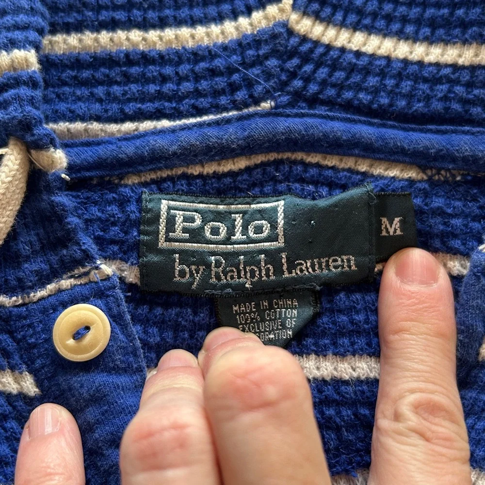 Polo Ralph Lauren Blue and White Striped Hooded Thermal